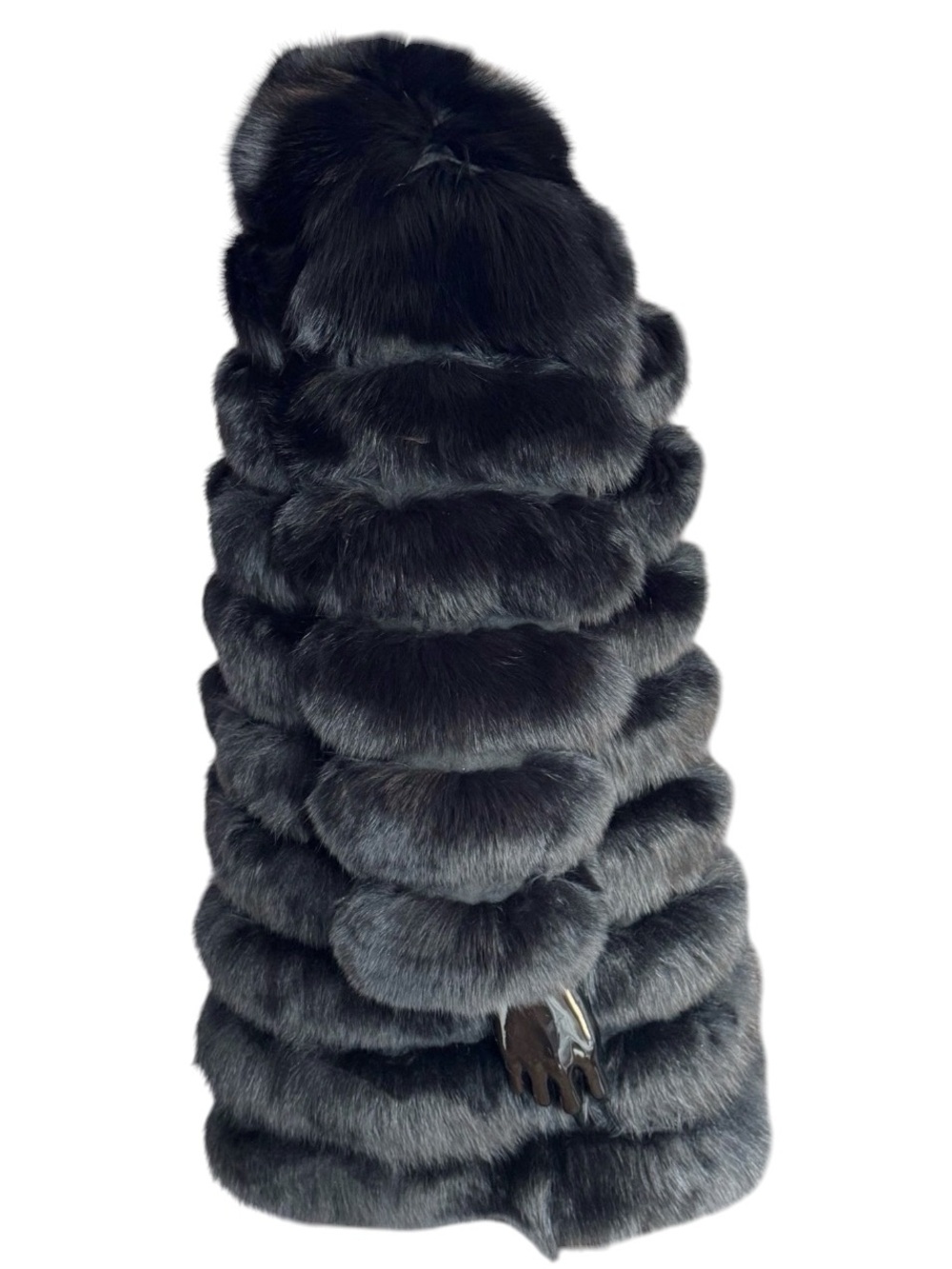 Black fox  Full-Length Black Fur Coat jacket 4in1 transformer
